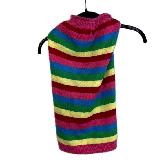 The Worthy Dog Sweater Striped Rainbow Roll Neck Pullover Sweater Double Knit - Picture 1 of 9